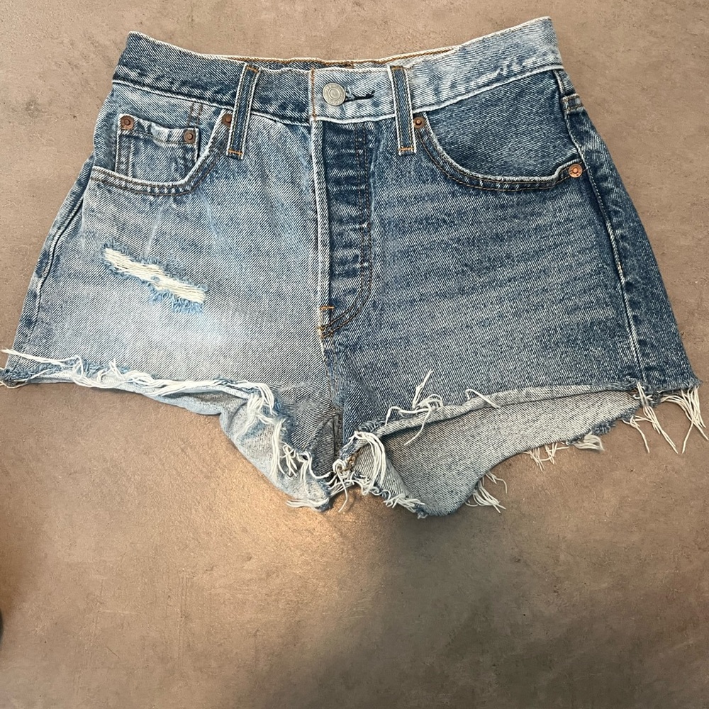 LEVI’s 501 Big E  Frakenshorts. 2 pair sewn together.